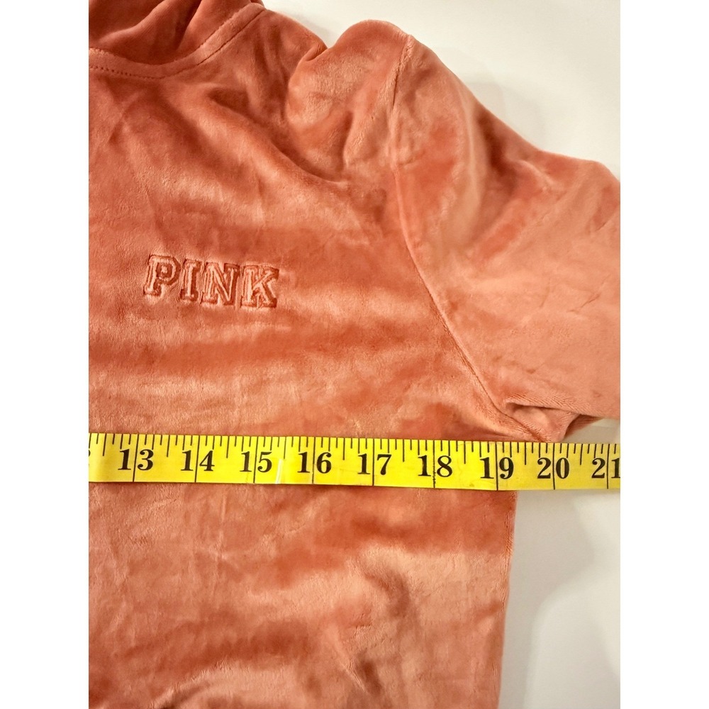 Victoria's Secret PINK Velour Zip Hoodie Coral Emboidered Logo Jacket Small - Picture 6 of 11